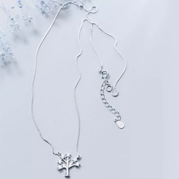 925 Sterling Silver CZ Tree Necklace - Picture 4 of 4